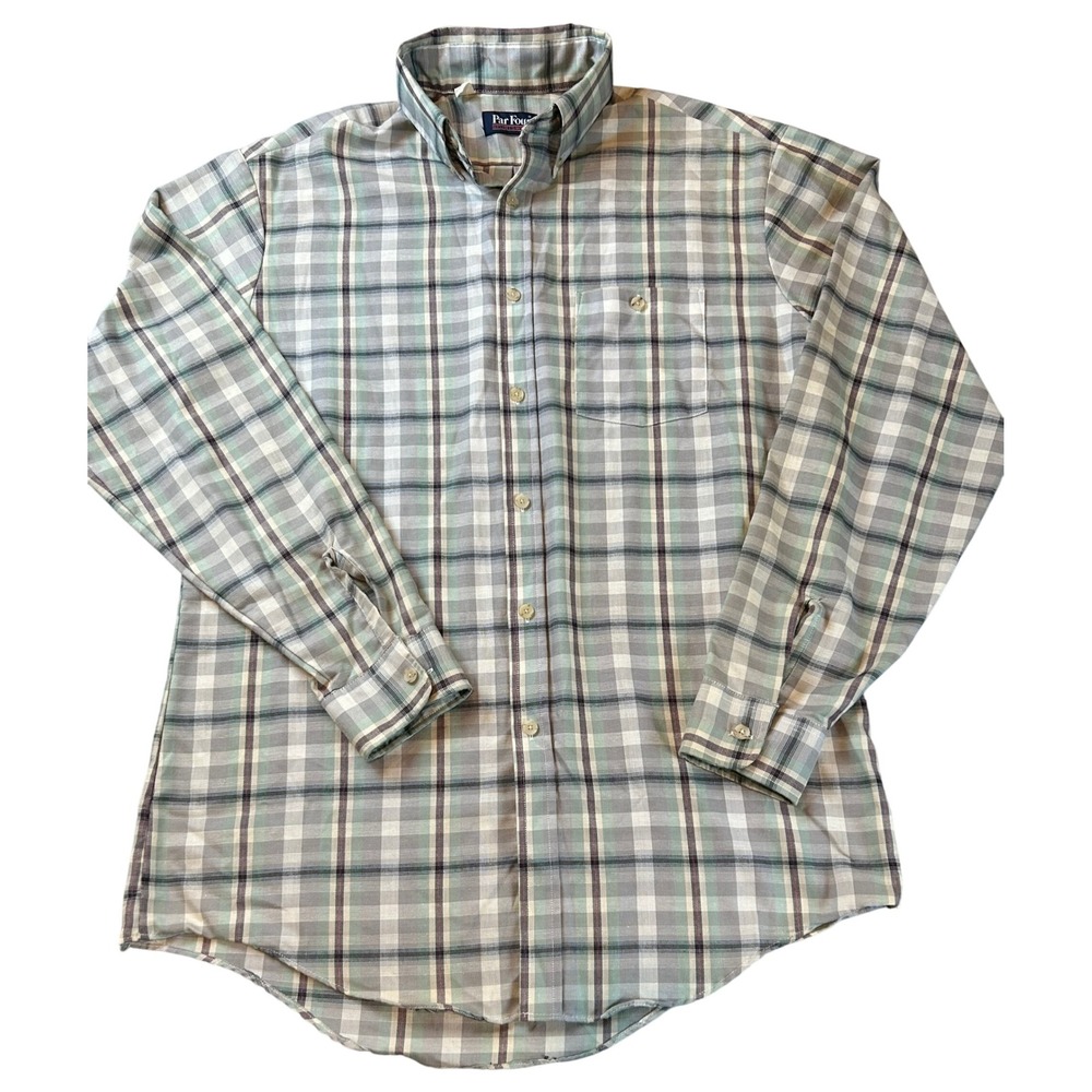 VTG Par Four Sportswear Men Plaid Button Down Shirt Longโ Sleeve Casual